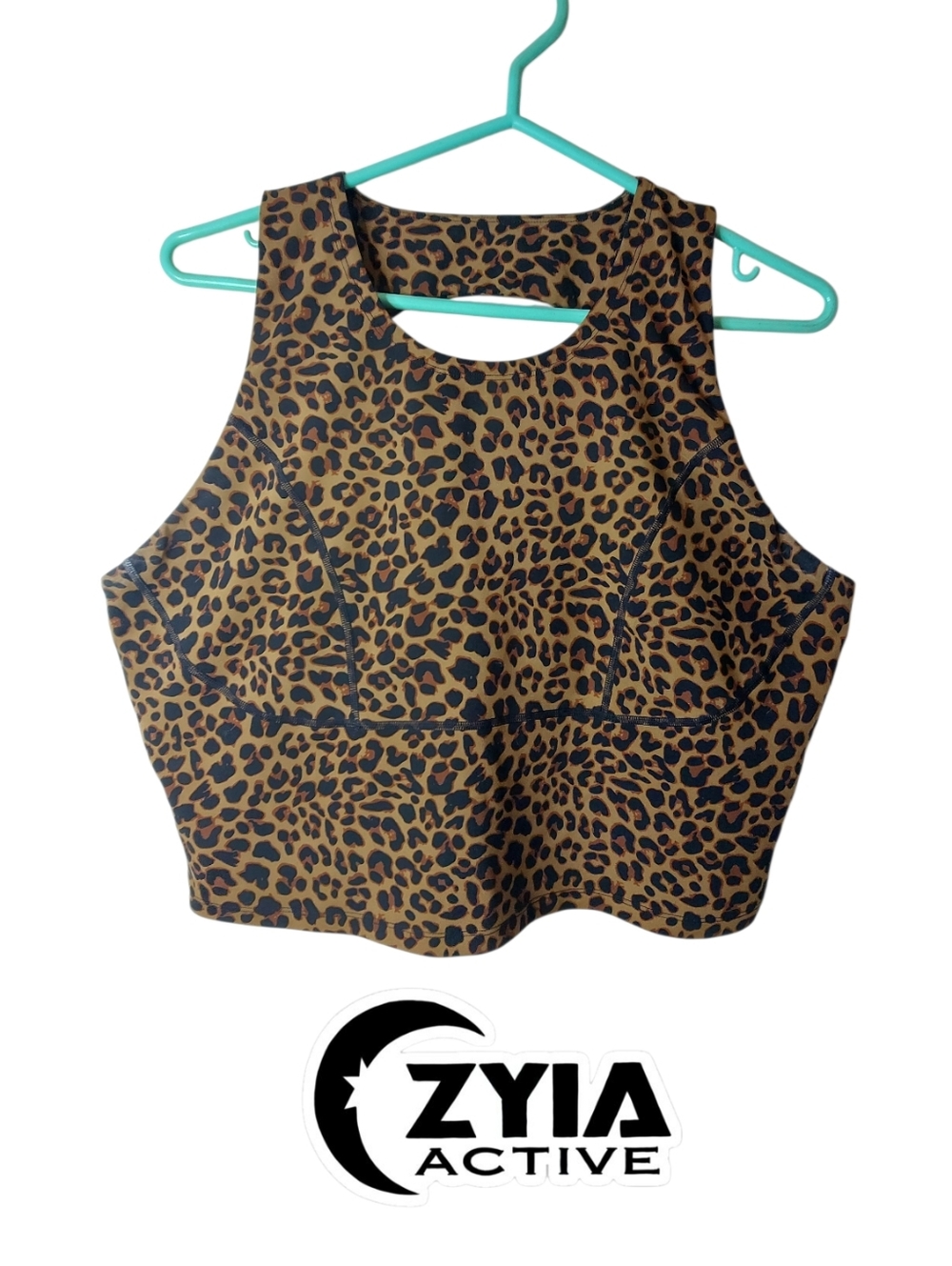 Zyia Leopard Print Stretchy Athletic Crop Top